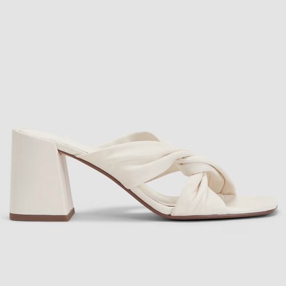 Everlane The Day Twist Heel White Nappa Leather Sandals Size 9 NWOB Block Heel - Picture 4 of 9